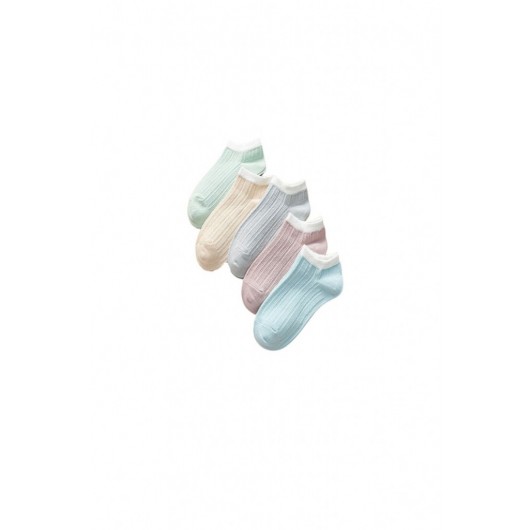 5 Pairs Women's Colorful Booties Cotton Short Socks Anti-Sweat