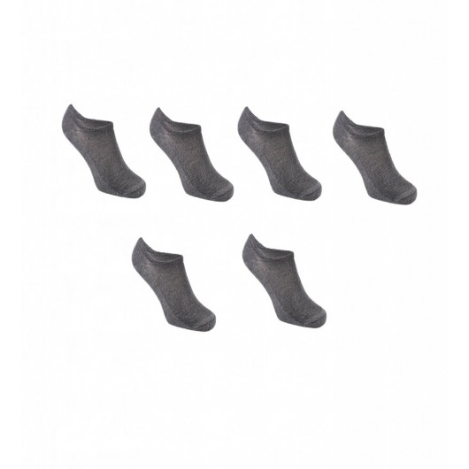 6 Pairs Anthracite Men's Invisible Short Sneakers Cotton Ankle Ballet Socks