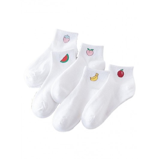 6 Pairs Fruit Patterned Unisex Cotton Booties Short Socks
