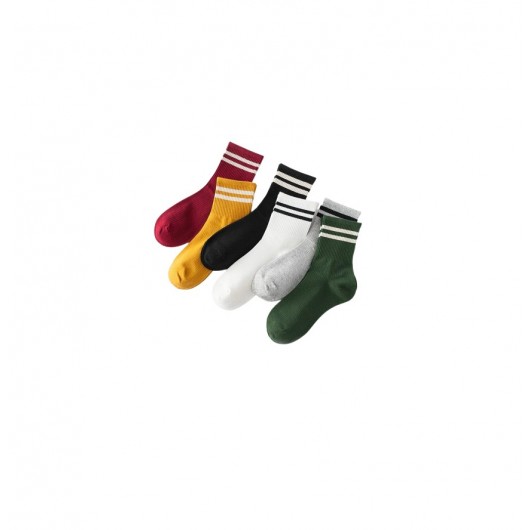 6 Pairs Mixed Unisex Color College Tennis Cotton Socks Anti-Sweat