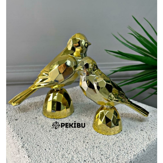 2 Acrylic Bird Decor Gold