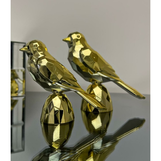 ديكور اكريليك بنمط الطيور بلون ذهبي عدد 2