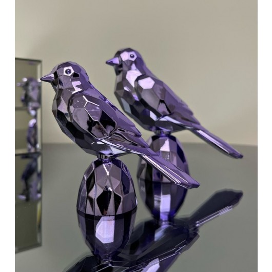 2-Pack Acrylic Bird Decor Purple