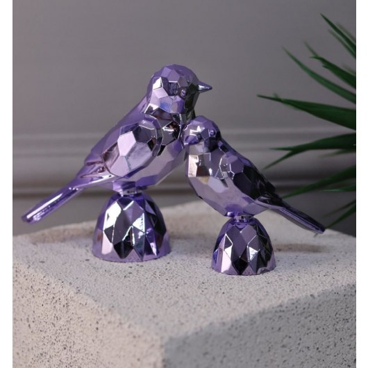 2-Pack Acrylic Bird Decor Purple