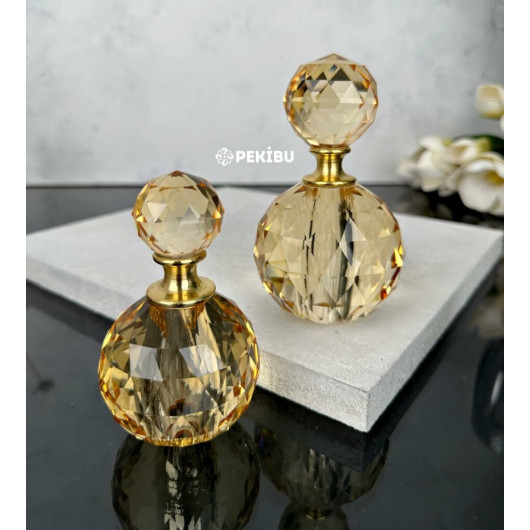 2 Decorative Crystal Round Bottles Of Honey