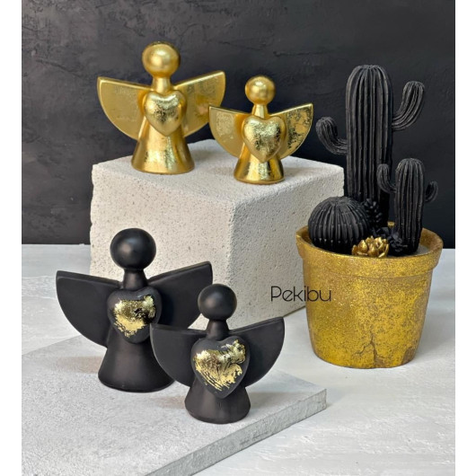 Two Pieces Of Decoration With Wings, Black-Gold Color