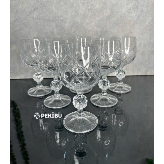 Baklava Shaped Crystal Glass Set Of 6 Pieces 150Ml Capacity Bohemia Sterna
