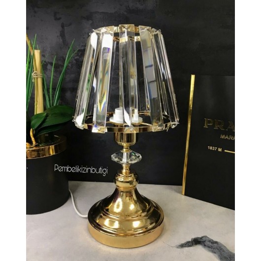 Gold Color Crystal Table Lamp - Bedside Table Lamp For Bedroom Office
