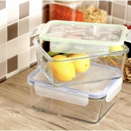 Arow Blue Medium Glass Storage Container/Jowl With Lid