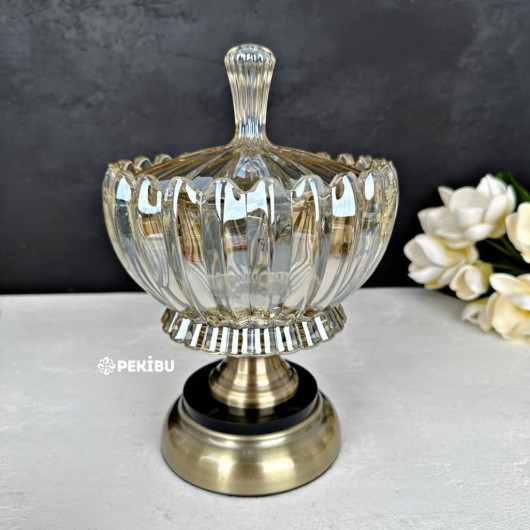 Luxurious Glass Sugar Bottle Old Gold