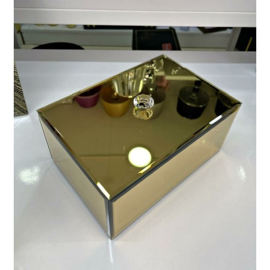 Gold Color Large Mirror Jewelry Box
