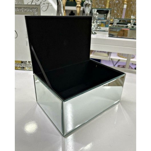 Large Size Mirrored Jewelry Box In Silver Color