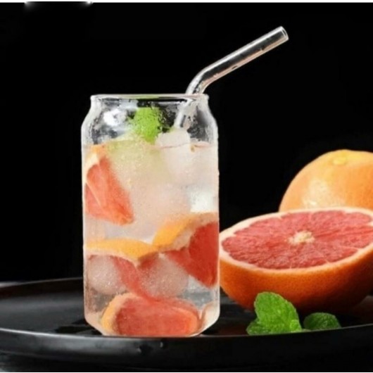 580Ml Smooth Borosilicate Glass Cup For Beverage (Straw/Shimo/Glass Straw As Gift)