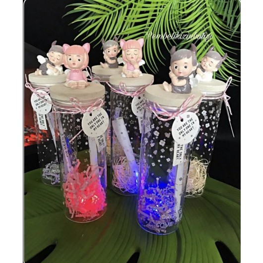 Decorative Lantern Made Of Glass With Children's Decorations