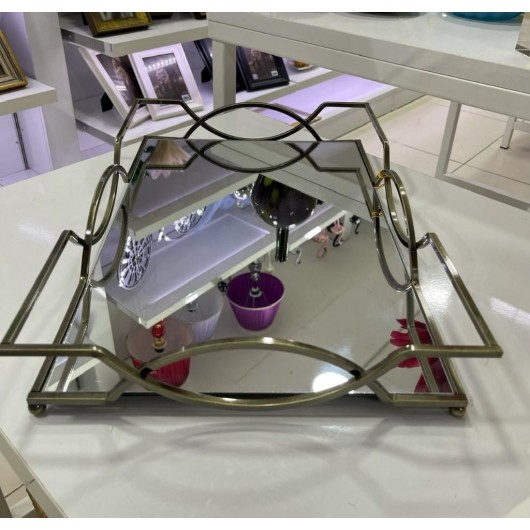 Serving Tray With A Rectangular Mirror In An Antique Design