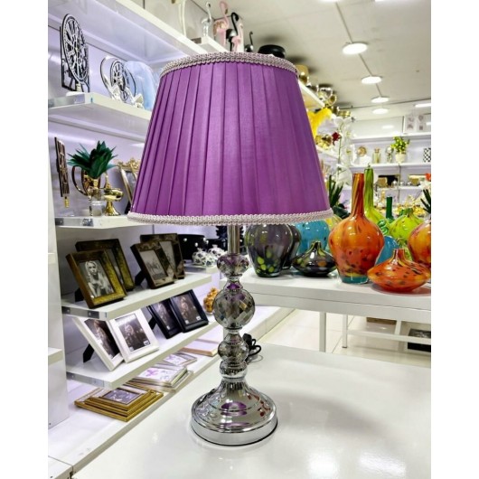 Lampshade/Lamp With Spherical Silver Legs, Purple-Silver Color