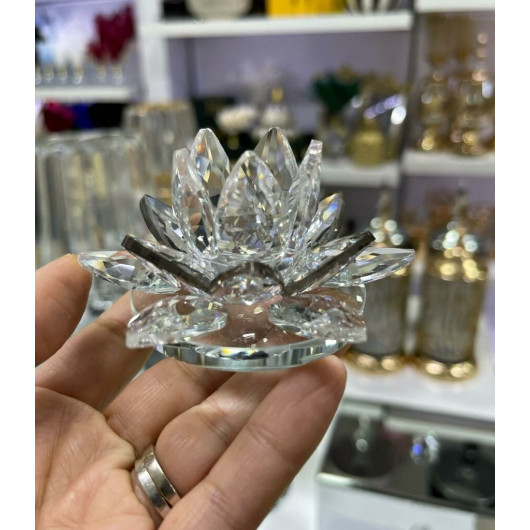 Crystal Decorative Piece With A Rose Design, Silver Color, 4X8 Cm