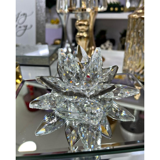 Crystal Decorative Piece With A Rose Design, Silver Color, 6X12 Cm
