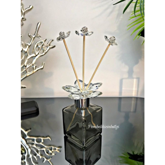 Crystal Top Fragrance Bottle Smoked Silver