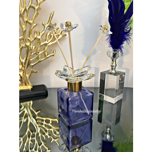 Crystal Top Fragrance Bottle Blue Gold