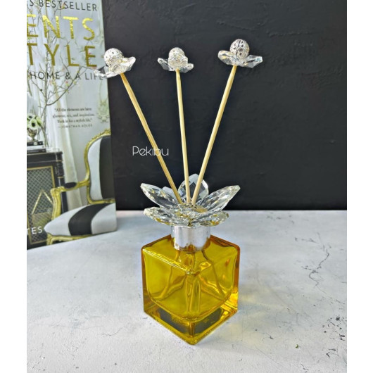 Crystal Top Fragrance Bottle Yellow Silver