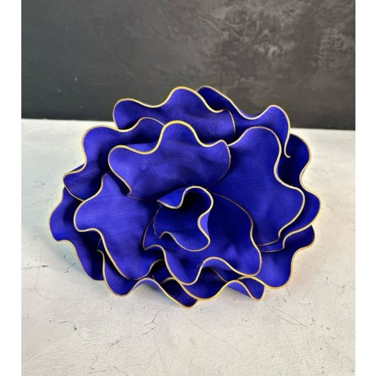 Artificial Latex Flower Decorated With A Dark Blue Color With Golden Tips