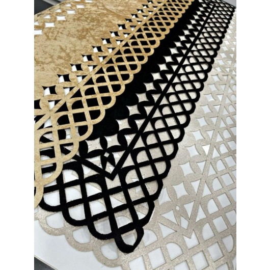Black Velvet Laser Cut Tablecloth/Table Cover/Runner