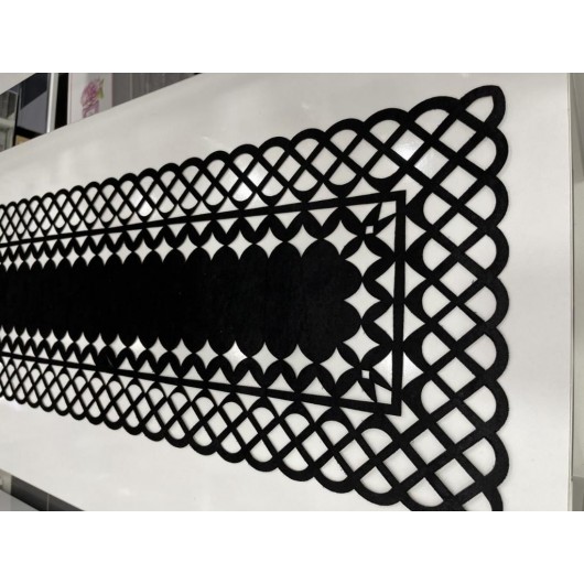 مفرش/غطاء طاولة مقصوص بالليزر مخملي لون أسود