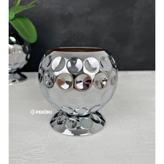 Metal Leg Diamond Pots Small Silver 12 Cm