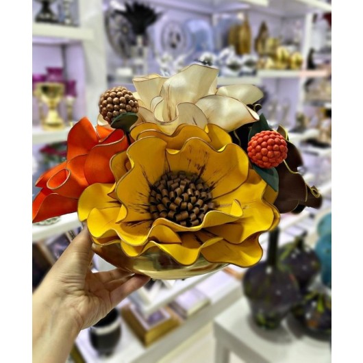 Decorative Artificial Latex Flower Yellow Color
