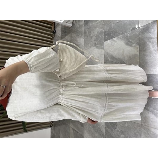 Sofia Ecru Cotton Dress For Veiled Women
