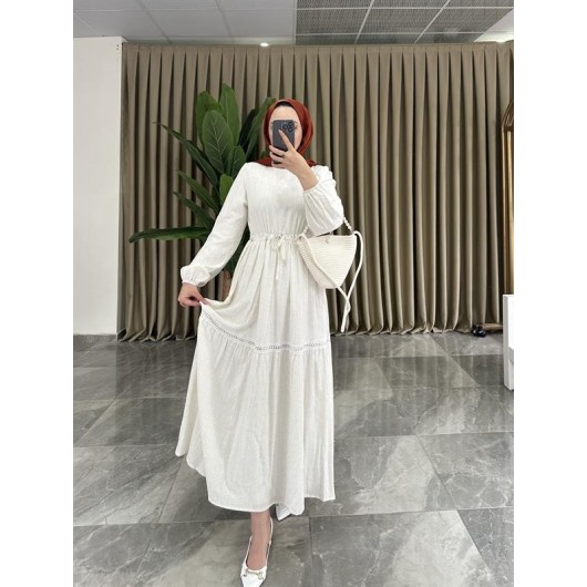 Sofia Ecru Cotton Dress For Veiled Women