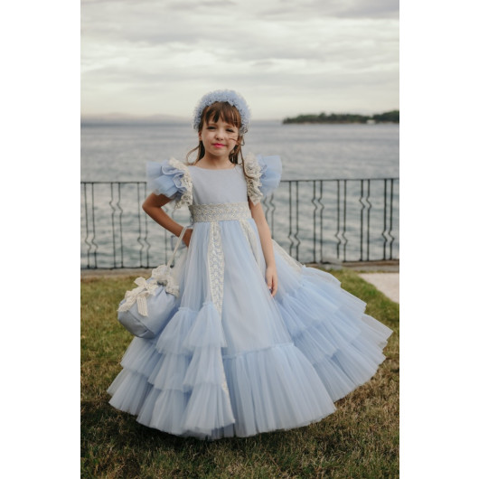 Special Design Wedding Dress, Girl's Evening Dress With Bag And Hair Accessories, Birthday Dress