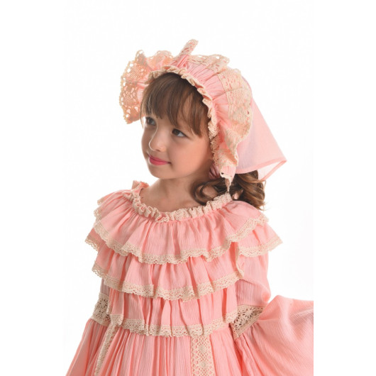 Special Design Vintage Girls` Dress, Girls` Evening Dress With Hair Accessory, Long Girls` Dress