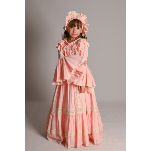 Special Design Vintage Girls` Dress, Girls` Evening Dress With Hair Accessory, Long Girls` Dress