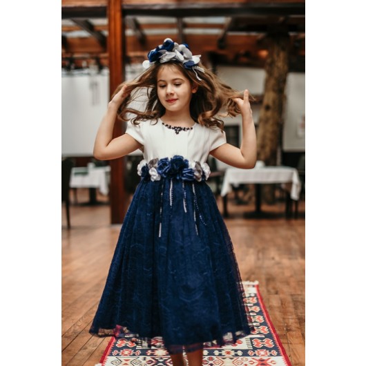 Vintage Girl Child Dress With Crown Accessory
