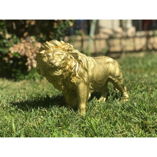 Gold Colored Lion Figurine Set Of 2