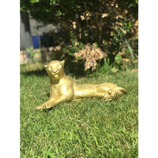 Gold Colored Leopard Figurine