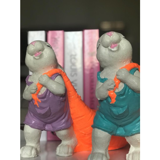 2 Pcs Carrot Potted Rabbit Figurine