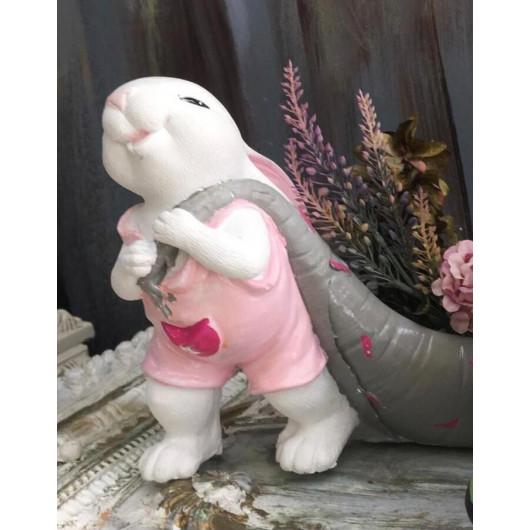 Rabbit Figurine With Decorative Carrot Pot