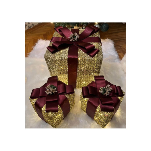 Decorative Led Lighted Gift Box Set