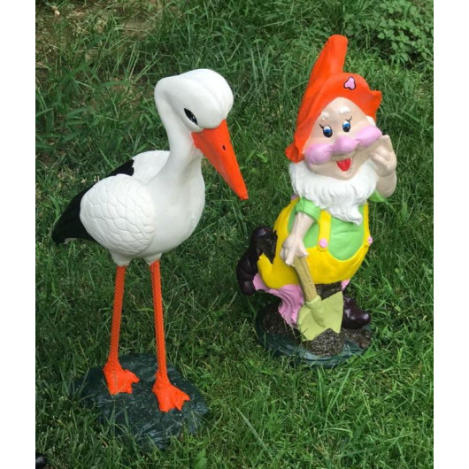 Decorative Stork And Oar Dwarf Poolside Ornament