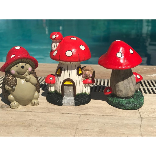 Decorative Mushroom House & Cute Hedgehog & Cute Mushroom