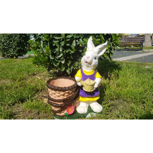 منحوتة الأرانب ذو السلة الزخرفي لديكور الحديقة