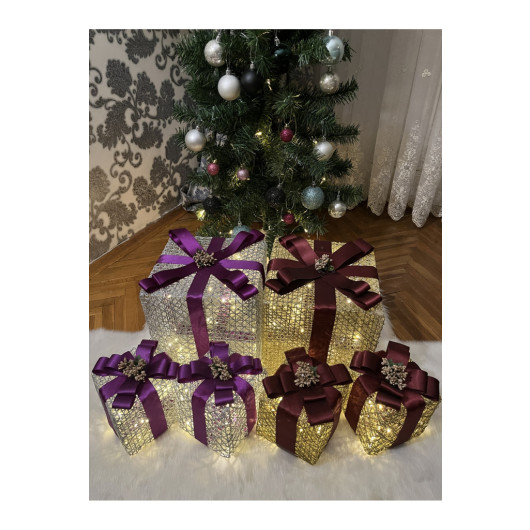 Decorative Led Lighted Gift Box Set Of 4