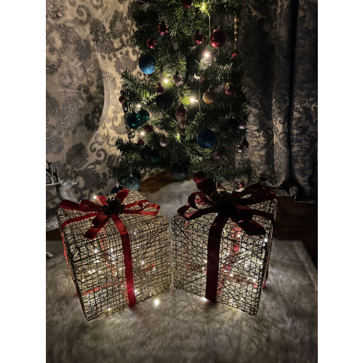 Decorative Tree Gift Box Set With Six Led Lights
