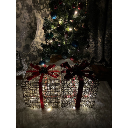 Decorative Tree Gift Box Set With Six Led Lights