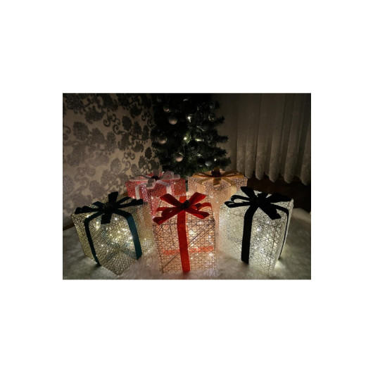 Decorative Led Lighted Gift Box 5 Pieces