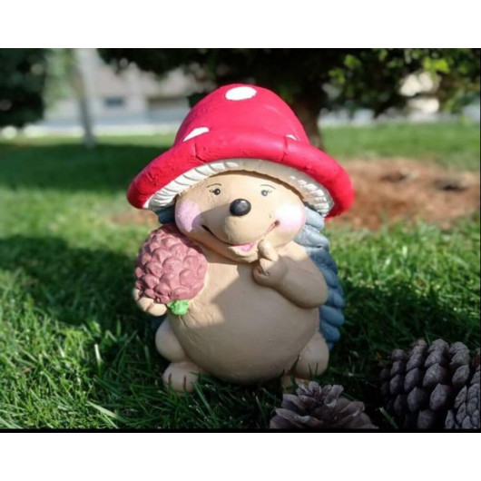 Cute Mushroom Head Hedgehog Home Garden Statue