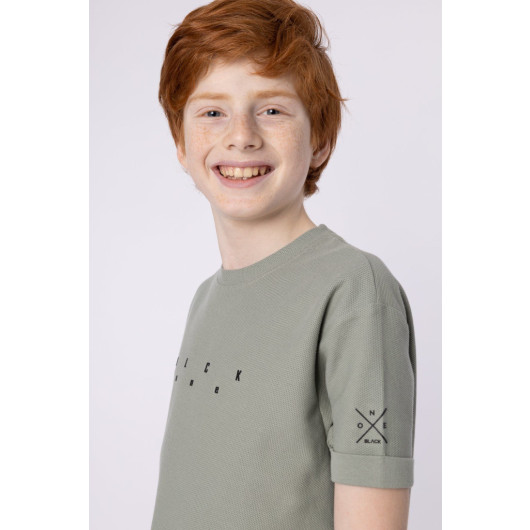 Printed Pocket Detailed Boy Summer Crew Neck Tshirt